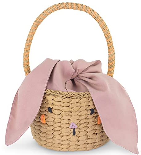 Osterkorb Hasenkörbchen mit Stoffohren 28 x 17 cm zum Eier sammeln Osternest für Kinder & Erwachsene Ostern Deko