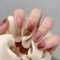 TMUT 24pcs Square False Nails Short Stick on Nails Red Brown Glitter Press on Nails Removable Glue-on Nails Fake Nails Women Girls Nail Art Accessories, Pack of 24