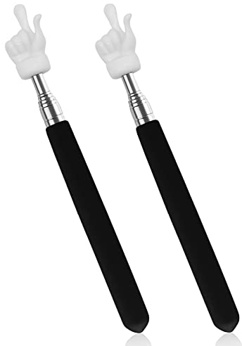 2 Pcs Teleskop Lehrer Zeiger, ausziehbare Hand Zeiger Finger Zeigestock, Mini einziehbar Klassenzimmer Zeiger für Grundschule Kindergarten Lehrer (Schwarz)