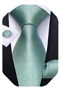 DiBanGu Extra lange Krawatte für Herren, Seide, 160 cm, XL-Krawatte und Taschen-Manschettenknöpfe, große und hohe Krawatte für Hochzeit, Party, Mintgrün, einfarbig, Einheitsgröße