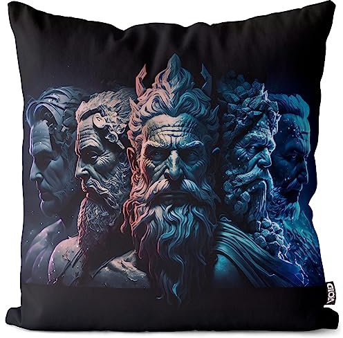 VOID Neptun Zeus Griechische Götter Kissenbezug Kissenhülle Polyester wasserfest Outdoor Indoor, Kissen Größe:50 x 50 cm