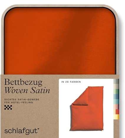 schlafgut Woven Satin Bettwäsche 135x200cm Bettdecke Bezug einzeln, Red Mid Uni in Hotelqualität mit 100% Baumwolle