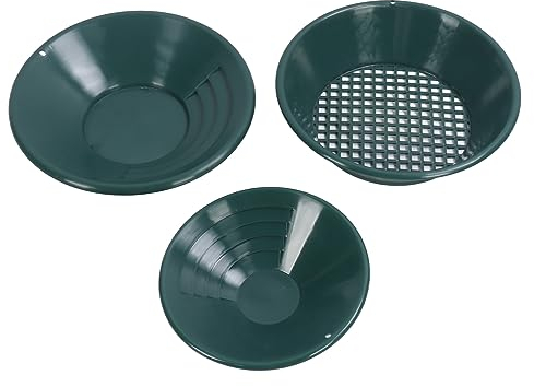 3-teiliges Goldwaschpfannen-Set, Goldpfannen-Goldschürf-Einsteigerset für Einfacheren Bergbau und Schürfarbeiten (grün)
