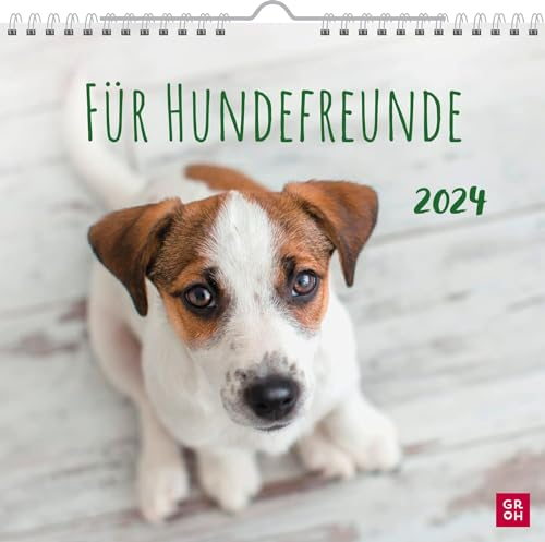 Harenberg Für Hundefreunde - Kalender 2024 - Monatskalender - Groh-Verlag - Wandkalender mit stimmungsvollen Fotografien und Zitaten - 21 cm x 21,3 cm