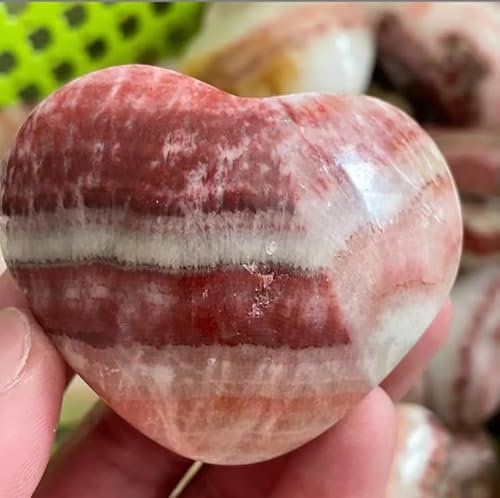 VEKETE Collectionneur De Bijoux En Cristal De Pierre De Porc En Forme De Cœur De Quartz Rhodochrosite Naturelle