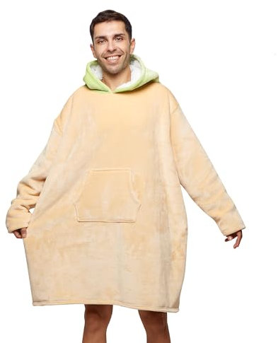 Disney Home Star Wars- Übergroße Hoodie Sweatshirt Decke mit Kapuze für Damen und Herren -Yoda Oversized Sherpa Fleece Kapuzenpullover- 70x102 cm