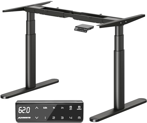 MAIDeSITe Height Adjustable Standing Desk Frame with Oval Leg Design, Dual Motor Electric Standing Desk Sit Stand Desk with 62-125cm, 4 Memory Keyboard and Anti-collision System