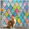 Beautysaid Rainbow Privacy Window Film: Stained Glass, No-Glue Frosted Window Film, Static Cling Film (Multicolor, 90x200cm）