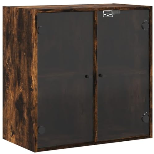 vidaXL Wandschrank mit Glastüren Räuchereiche 68x37x68,5 cm