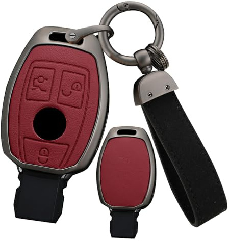 ontto Autoschlüssel Hülle Etui Passt für Mercedes Benz A B C E Klasse GLA GLK GLC CLS CLA AMG W204 W205 W212 W463 W176 Zinklegierung Leder Schutzhülle Schlüsselcover Schlüsselanhänger-