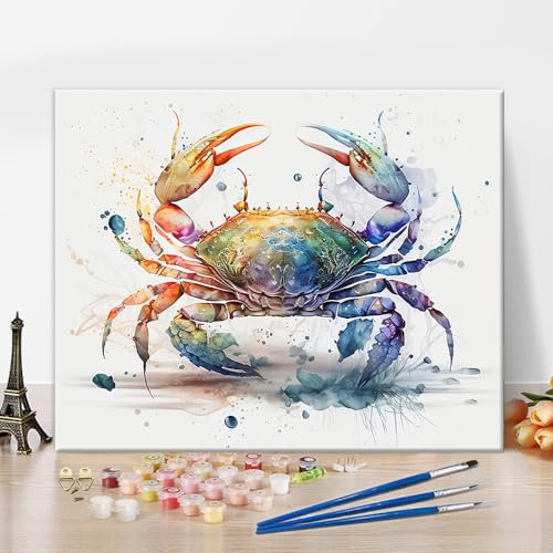 TISHIRON Paint by Numbers for Adults, Crab Adults' Paint by Number Kits Minimalist Animal Painting Art Paint by Number Canvas Oil Painting Paint by Number Kits Home Wall Decoration 16 x20 Inch