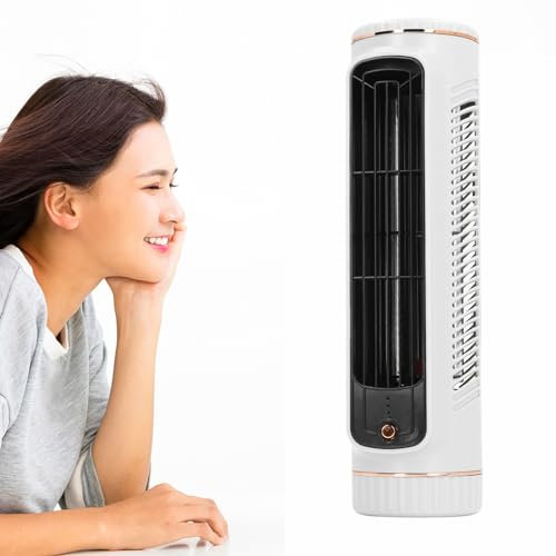 Fabater Schreibtisch-Tischventilator, Flügelloser Schreibtisch-Kühlventilator mit 3 Geschwindigkeiten, Leiser Wiederaufladbarer Tischventilator, Turmventilatoren für den Desktop-Einsatz