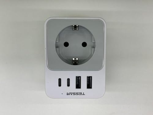 TESSAN USA Adapter Steckdose, 20W Reiseadapter USA mit 2 USB C und 2 USB A, 1875W Adapter Amerika Deutschland Stecker, Schnellladung, EU to US Reisestecker Typ B für Kanada Thailand Mexiko