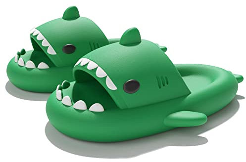Ciabatte Squalo Uomo Donna Ciabatte Casa Pantofole Estive Pantofole da Doccia Suola Pillow Shark Slides, Verde, 40/41 EU