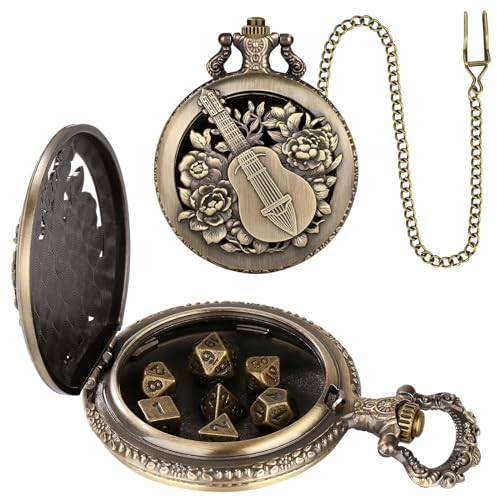 Mini DND Würfel Set, Steampunk Hohl, Bard-Taschenuhrgehäuse, 7-teilig, Winziges Polyedrisches Metall, D&D Würfel Set, DND Geschenke mit Geschenkbox, Rollenspiel Brettspiel Zubehör Würfel