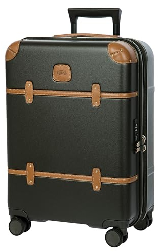 Bric's Bellagio 3.0 Spinner Trunk - Luxuriöses Hartschalengepäck mit großen Rädern, Teleskopgriff, Lederdetails, erweiterbarer Rollkoffer, 68,6 cm, Olivgrün