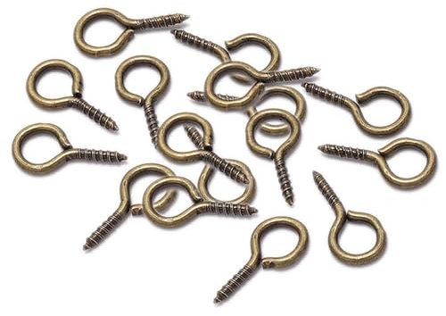 Bronze Screw Eye Pins Hooks in 200pcs,Small Eyelet Screws,6 * 13mm Mini Metal Goat's Eye Screws,Eye Bolts Screws for DIY Jewellery Making