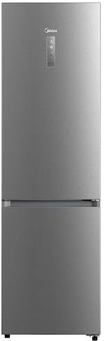 Midea Frigorifero Combi No Frost | 59,5 cm di larghezza x 201 cm di altezza | Inox | Frigorifero combinato libero installazione 247 L + 83 L congelatore - Frigorifero a basso consumo con congelatore