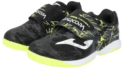 Joma Zapatillas FÚTBOL Sala Junior Super Copa JR 2401. BLck. (Negro, Sistema Tallas Calzado EU, Niño (2-5 años), Números, Mediano, 31)