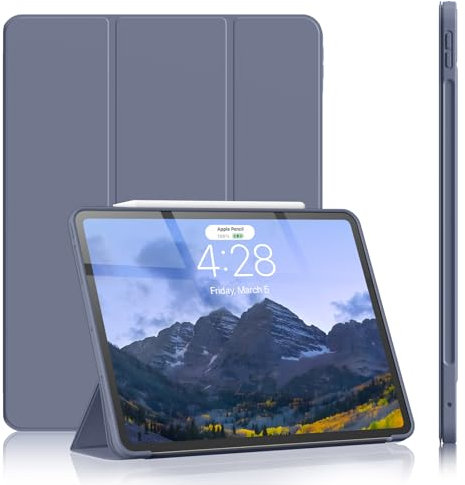 SZPSGC Hülle für iPad Pro 11 5. Generation 2024 M4, Flexible TPU Rückseite Schutzhülle Case Unterstützt Apple Pencil Pro & Pencil USB-C, Auto Schlafen/Wachen, Lila