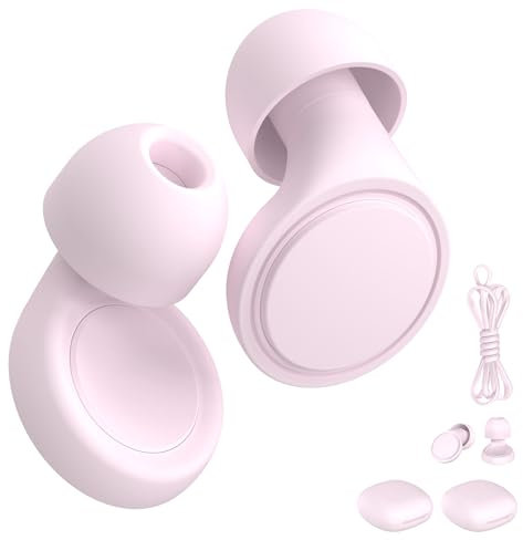 Jayine Ear Plugs for Sleep 2 Pairs, Reusable Noise Cancelling Earplugs Hearing Protection 25dB, Removable Soft Silicone Earplugs for Concerts, Focus, Noise Sensitivity, 16 Ear Tips in S/M/L - Pink