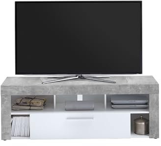 möbelando TV-Schrank >VIBIO 1< in Beton LA-weiß - 150x53x41,4cm (BxHxT)