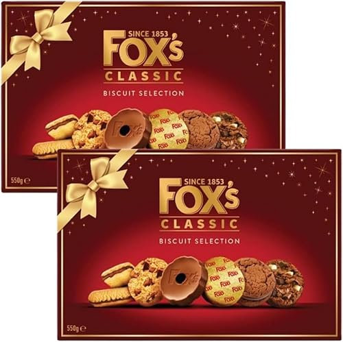 FOX-S CLASSIC BISCUIT SELECTION GIFT BOX 550g (Pack of 2) - Christmas Biscuit Selection, Foxs Biscuit Box | Giant Biscuit Selection, Luxury Biscuits Gift Box | Biscuit Selection Gift Set, Biscuit Pack