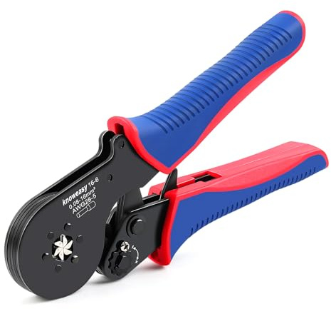 knoweasy 16-6 Aderendhülsen-Crimpzange und sechseckige Aderendhülsen-Crimper für 28–5 AWG/0,5–16 mm² Kabelendhülsen
