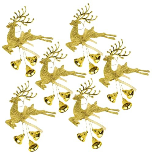 Garneck 6St Weihnachtsbaum-Anhänger Weihnachtsdekoration mit Rentieren Glöckchen-Ornamente Christbaum anhänger christbaumanhänger Weihnachtsdekoration zum Aufhängen Weihnachtsbaum Rentier