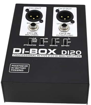 DI20 Sound Active Box Professionelle 2-K-Box/Splitter für Bühnenstudio, wandelt unsymmetrischen in ausgewogenen Klang um