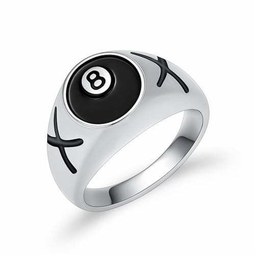 QGJNSGC Urnenring mit 8 Kugeln für Asche, Billard, Einäscherungsring, Gedenkring, Pool, Tischkugeln, Glück, 8 Kugeln, Andenken, Schmuck, Geschenke für Damen und Herren, Fingerringe für Haustiere