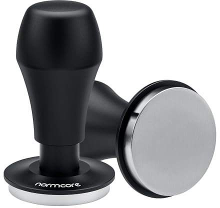 Normcore 45.5mm Coffee Tamper V4.1 with Click Sound Feedback, Spring Loaded Tamper With Flat Base Fits Flair Pro and Pro 2, 46mm Portafilter, Anodized Aluminum Handle, Black