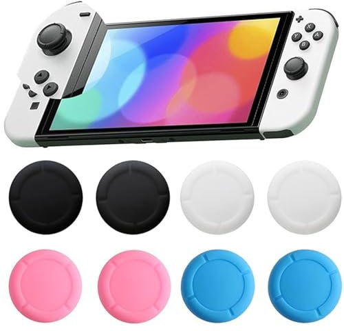 Vroxdrez Capuchons de rechange pour joystick de manette Switch – Protège-joysticks en silicone pour Switch/Lite, accessoires grip 3D, protection antidérapante, quatre couleurs (Multicolore)