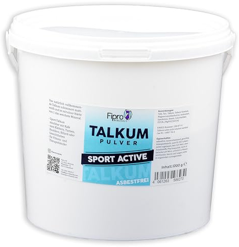 Sucelos FiPro Talkumpuder für Sport, 2 x 1 kg, fein asbestfrei, mischbar mit Kalk, Kreide, für Sport und Freizeit, Fitnessstudio, Fitnesscenter, Gewichtheben, Klettern,