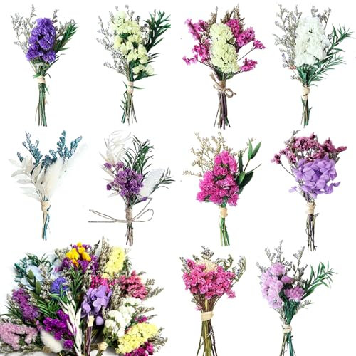 RXKFIGX 10 PCS Mini Bouquets de Fleurs Séchées,Fleurs SéChéEs Deco,Mélange de Fleurs Séchées Naturelles,Convient pour Les Vases,L'Artisanat,Les Mariages, La DéCoration D'Accessoires Photo DIY