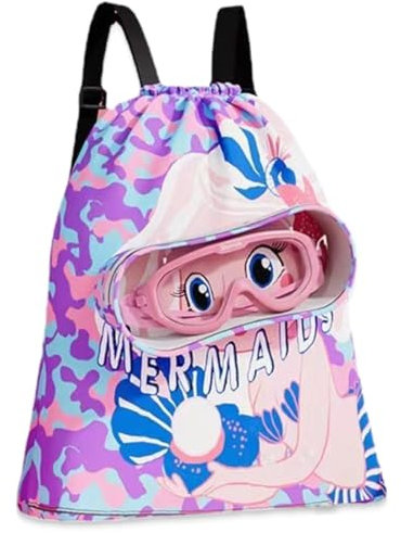 PYEUIFT Gymnastik Rucksack mit Kordelzug, Turnbeutel Mädchen Badetasche, Sporttasche für Kinder Wasserdichter Schwimmstrand Einkaufssack