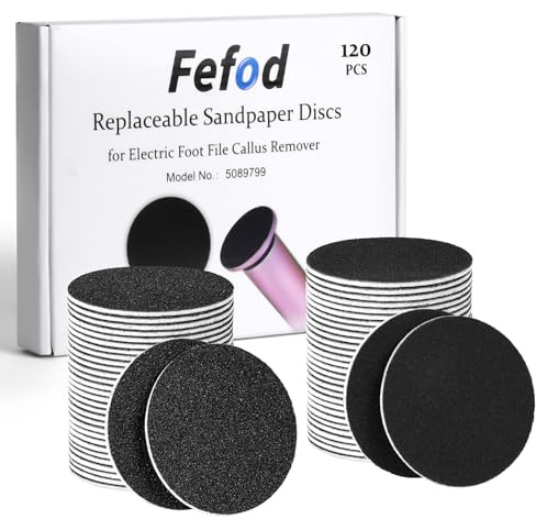 Fefod Disques Abrasifs Pour Pédicure, 120PCS Abrasif Kit De Tampons Pour Disques Ponçage, Grain 80/180#, Tampons De Ponçage Auto-Adhésifs, Disque De Pédicure Pour Peaux Dures, Mortes, Talons Fissurés