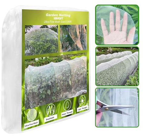 3x13m Garden Netting, Large Garden Mesh Garden Neting for Raised Beds, Ultra Fine Insect Netting for Vegetable Fruit Flower Plant Crop Greenhouse Row Cover Barrier Protection Net for Birds Animals