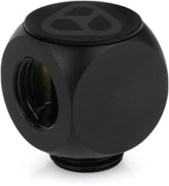 Thermal Grizzly - DeltaMate - Rotary T - Rotary Fitting - Black - CNC-machined Brass - Two G1/4 Female Threads & one Male Thread - for Modular Combinations in Water-Cooling Systems