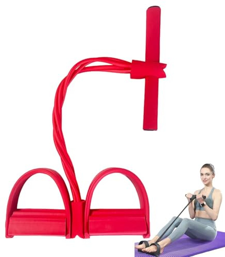 Saludea Gentle Fit Elastisches Fußwiderstandsband, 21 Fitness-Widerstandsbänder, 4/6-Röhrenpedal-Knöchelzieher, Sit-Up-Trainingsgerät, AB-Trainingshilfsgerät, Trainingsgerät Für Uniex(Red,4 Tube)