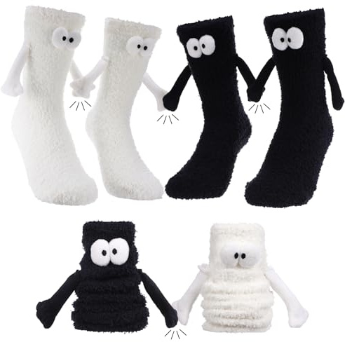 2 Paar Magnetische Socken mit Händen, Lustige Socken Furry Hand in Hand | Magnetischen Socken 38-42, Lustige Geschenke für Paare Partner Freund, Funny Socken