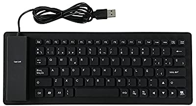 Teclado de Silicona, Teclado Portátil Suave con Portátil con Plegable USB Silencio USB Cableado 84 de Silicona para el a Prueba de Polvo a Prueba de Agua Español