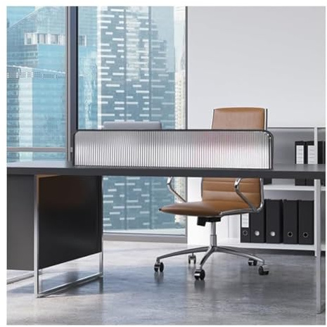 Schreibtisch-Trennwand, 30 cm, durchscheinendes Glas und Edelstahl, Raumteiler für Büro, Arbeitsplatz und Restaurant, stilvolles Schwarz, 60 cm, Sichtschutz und Raumteiler