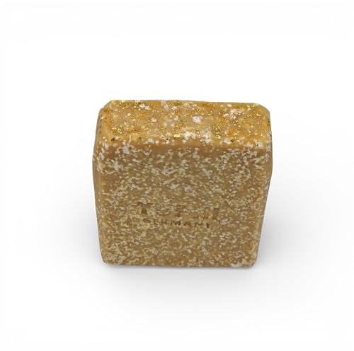 Totes Meer Salz Ziegenmilchseife | Handgemachte Naturseife mit Kamille, Calendula & Kurkuma | im Kaltverfahren hergestellt für Gesicht, Körper & Hände | mit 24K Goldstaub-Finish | 120g