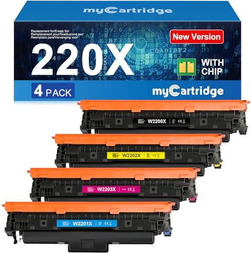 MYCARTRIDGE Ersatz für HP 220X Toner (Mit Chip) für 220X 220A für HP Color LaserJet Pro MFP 4302dw 4302fdw 4302fdn 4202dn 4202dw W2200X W2201X W2202X W2203X 4-Pack