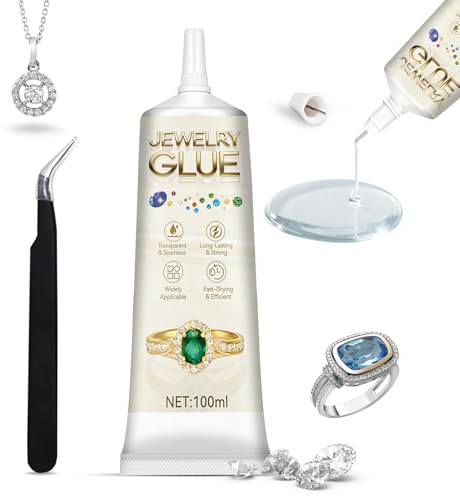 Pegamento Joyeria, Pegamento para Joyería, 100 ml, Transparente con Pinzas