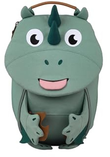 Affenzahn Kinderrucksack Kleiner Freund Pure Drache - Grün | Ergonomischer Kindergarten-Rucksack für Kinder von 1 bis 3 Jahren mit Reflektoren, Ziehzunge und Namensschild