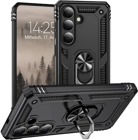 LBH Outdoor Hülle für Samsung Galaxy S26 Armor Militär Stoßfest Handyhülle 360 Grad Metal Ring Halter Ständer Schutzhülle für Handyhalterung Auto Magnet Schwarz