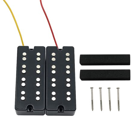 Kontrabass-Tonabnehmer-Set, 4-saitig, elektrischer Bass, Keramik-Magnet für satten Klang und Brummen, Doppelspule