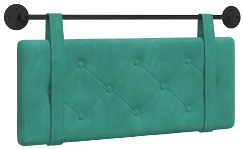 vidaXL Hängendes Kopfteil Türkis Samt, Moderner rechteckiger Wand-Headboard aus Samt, bezogen mit Bändern, Knopfsteppung für entspannende Schlafzimmer-Deko